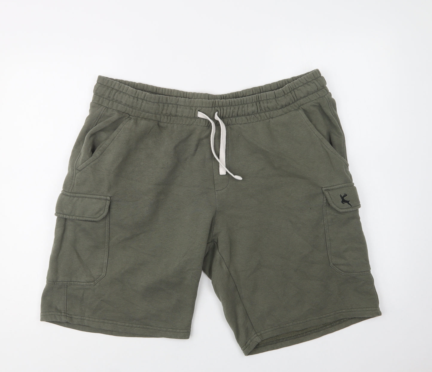 F&F Mens Green  Cotton Cargo Shorts Size XL L10 in Regular Drawstring