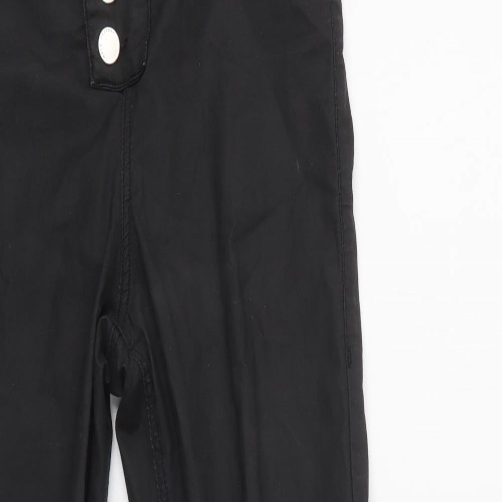 Topshop Womens Black  Cotton Jegging Jeans Size 30 L30 in Regular Button - Coated