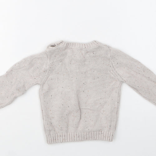 Primark Baby Beige  Cotton Pullover Jumper Size 6-9 Months  Button - Smile