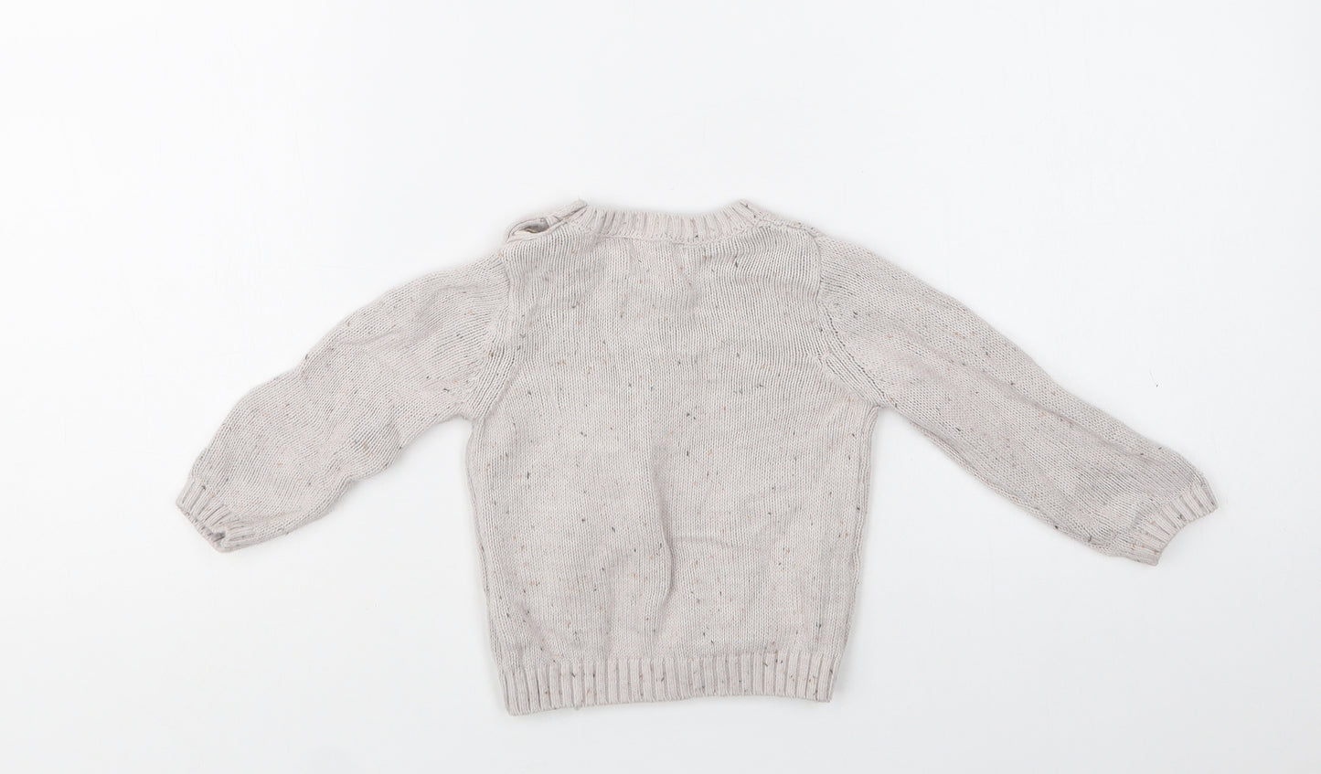 Primark Baby Beige  Cotton Pullover Jumper Size 6-9 Months  Button - Smile