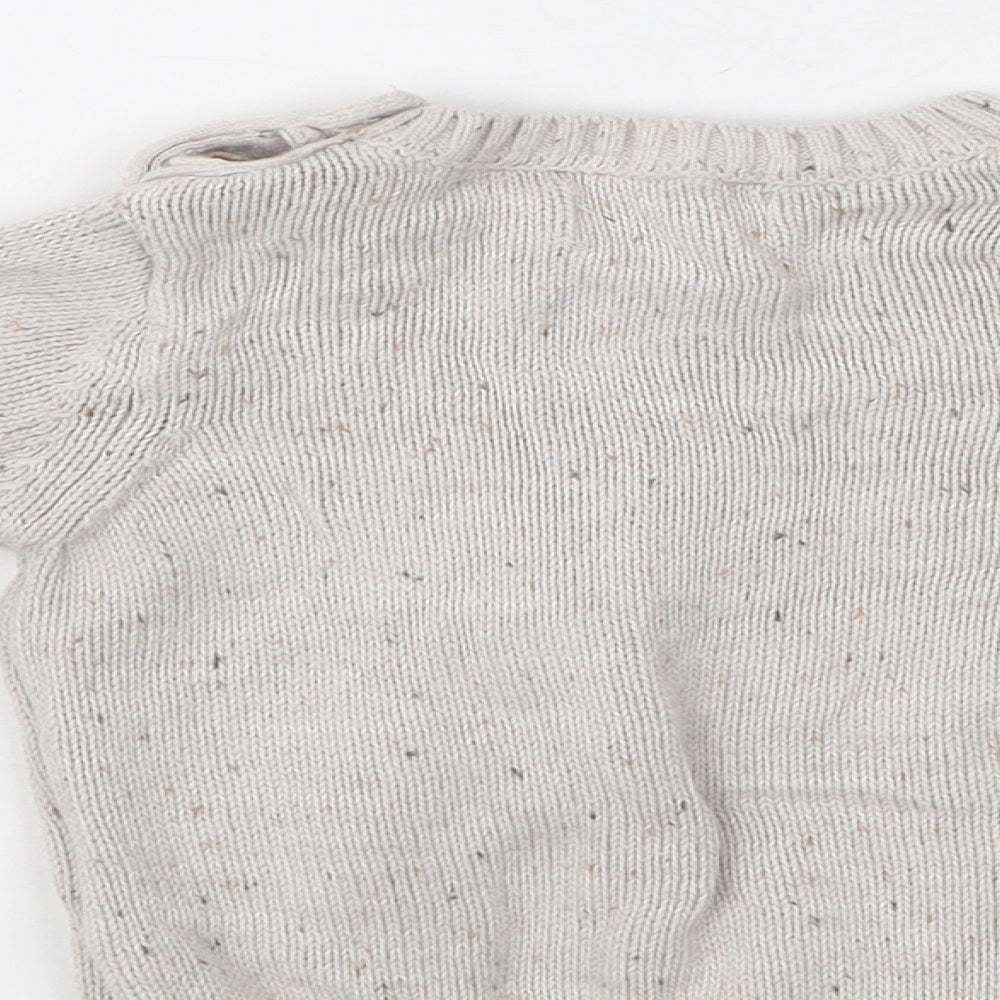 Primark Baby Beige  Cotton Pullover Jumper Size 6-9 Months  Button - Smile