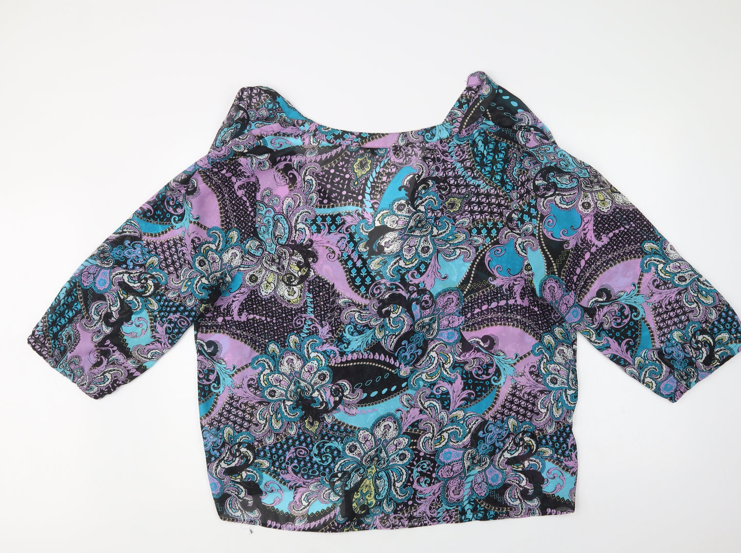 David Emanuel Womens Multicoloured Paisley Polyester Kimono Blouse Size 22 V-Neck