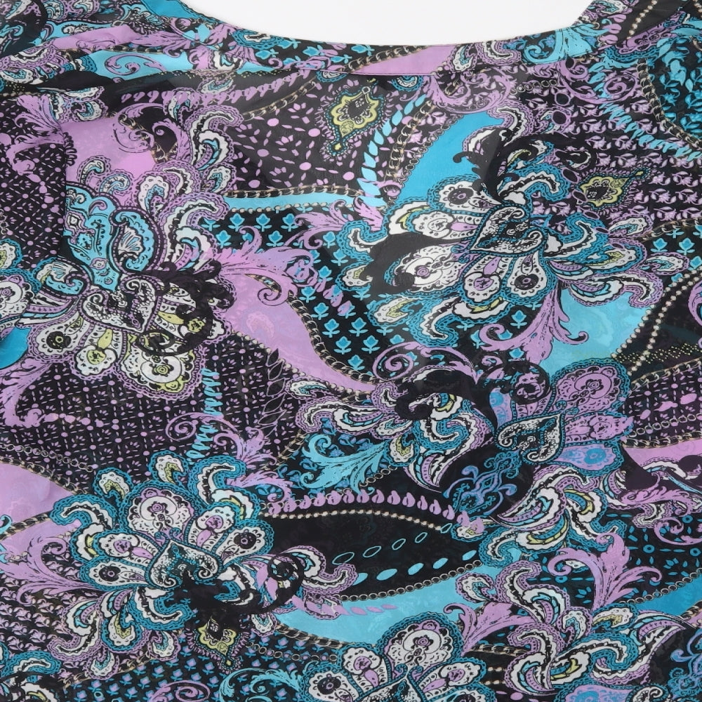 David Emanuel Womens Multicoloured Paisley Polyester Kimono Blouse Size 22 V-Neck