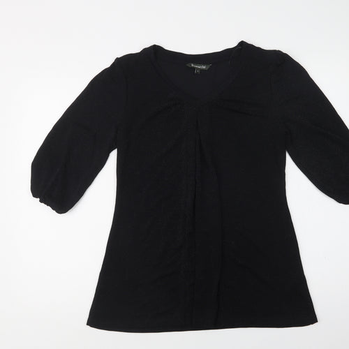 Bonmarché Womens Black  Nylon Basic Blouse Size 12 V-Neck