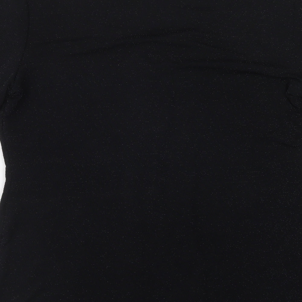 Bonmarché Womens Black  Nylon Basic Blouse Size 12 V-Neck