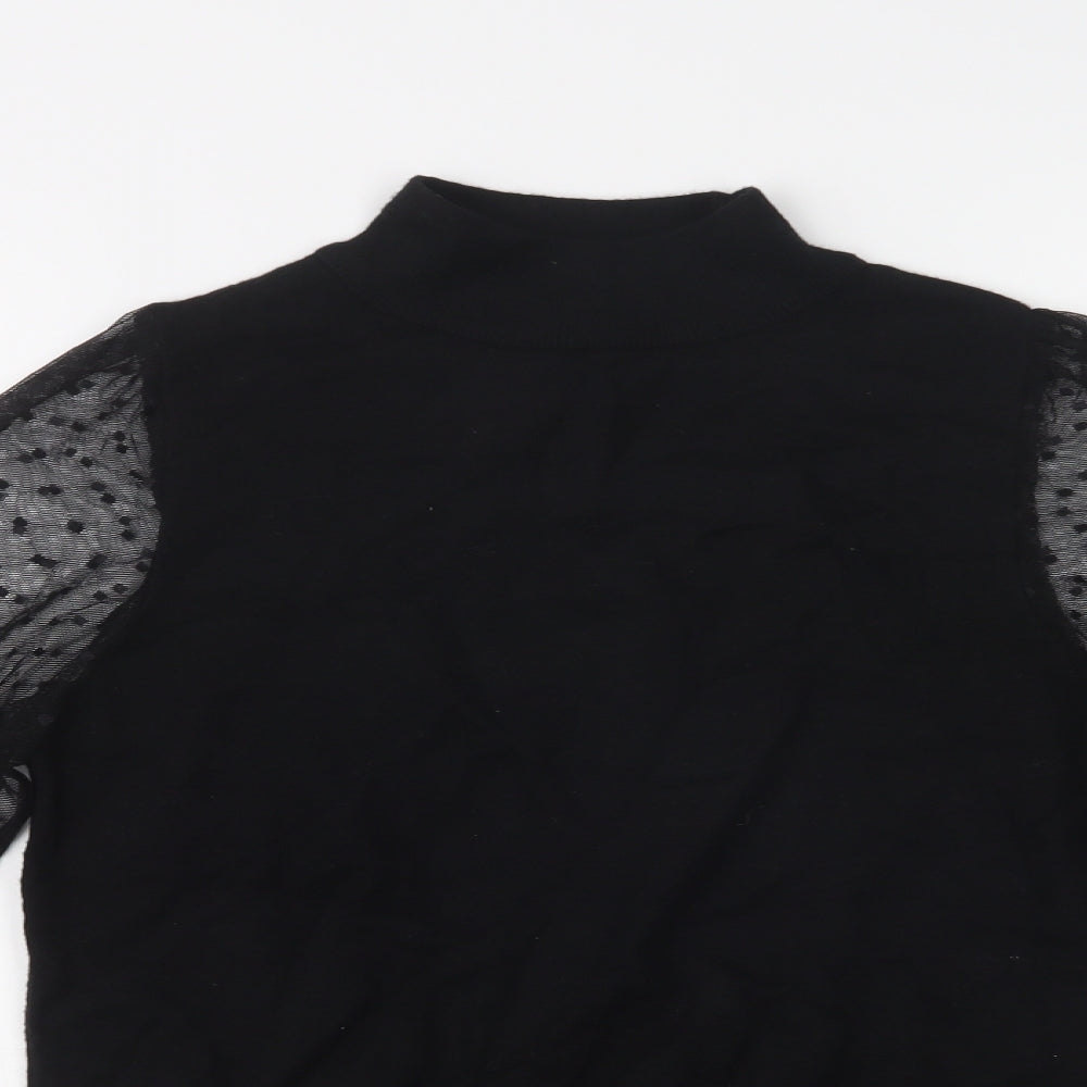 F&F Womens Black Mock Neck Polka Dot Viscose Pullover Jumper Size 8