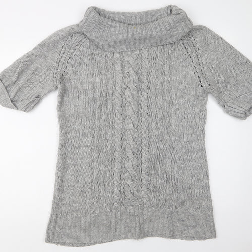 George Womens Grey Roll Neck  Acrylic Tunic Jumper Size 14