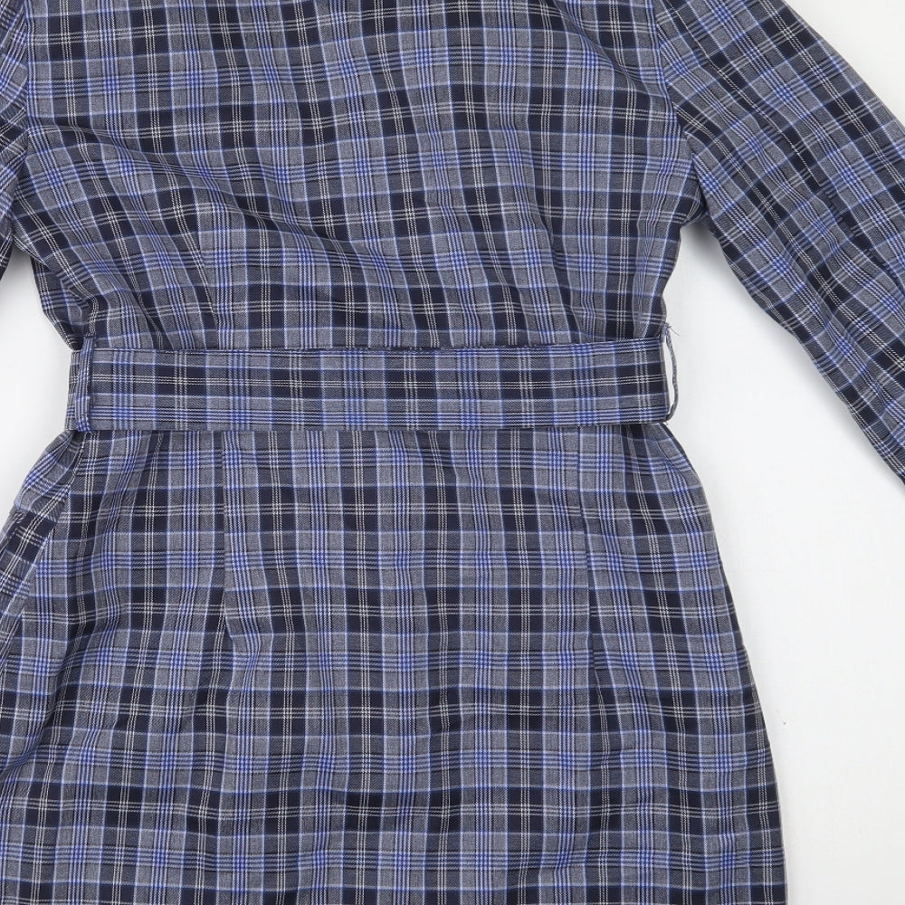 Missguided Womens Blue Check  Overcoat Coat Size 10  Button