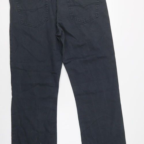 BHS Mens Grey  Cotton Wide-Leg Jeans Size 36 L29 in Regular Button