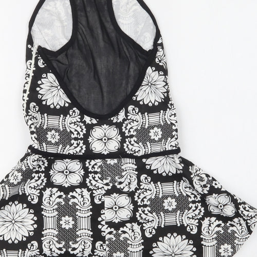 Eva & Lola Womens Black Floral  Basic Blouse Size S Square Neck