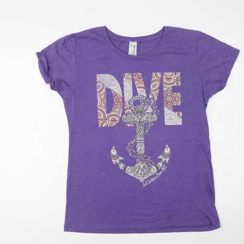 Duck Co Womens Purple  Cotton Basic T-Shirt Size XL Crew Neck