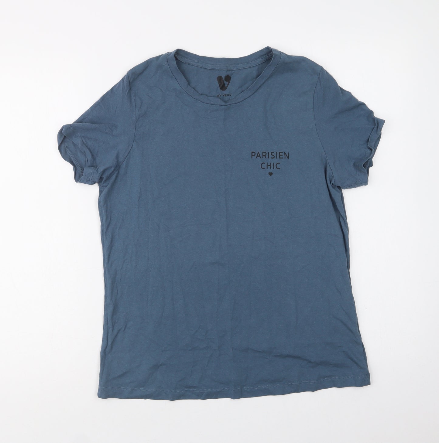 Very Womens Green  Cotton Basic T-Shirt Size 12 Crew Neck