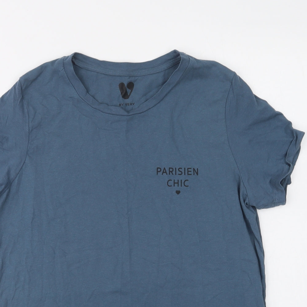 Very Womens Green  Cotton Basic T-Shirt Size 12 Crew Neck