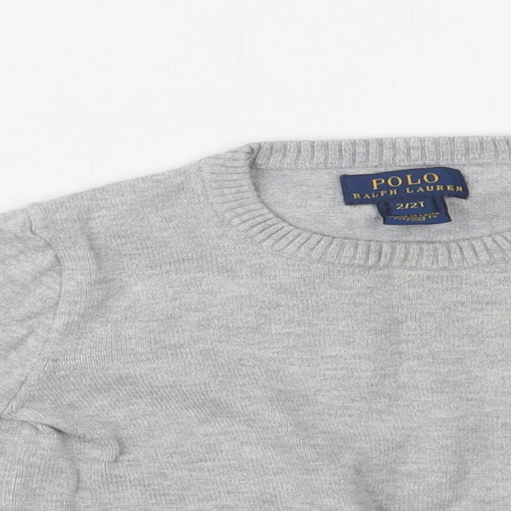 Polo Ralph Lauren Boys Grey Crew Neck  Cotton Pullover Jumper Size 2 Years