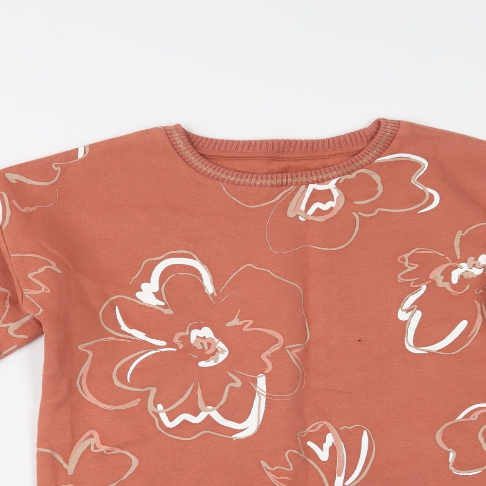 Nutmeg Girls Orange Floral Cotton Pullover Sweatshirt Size 8-9 Years