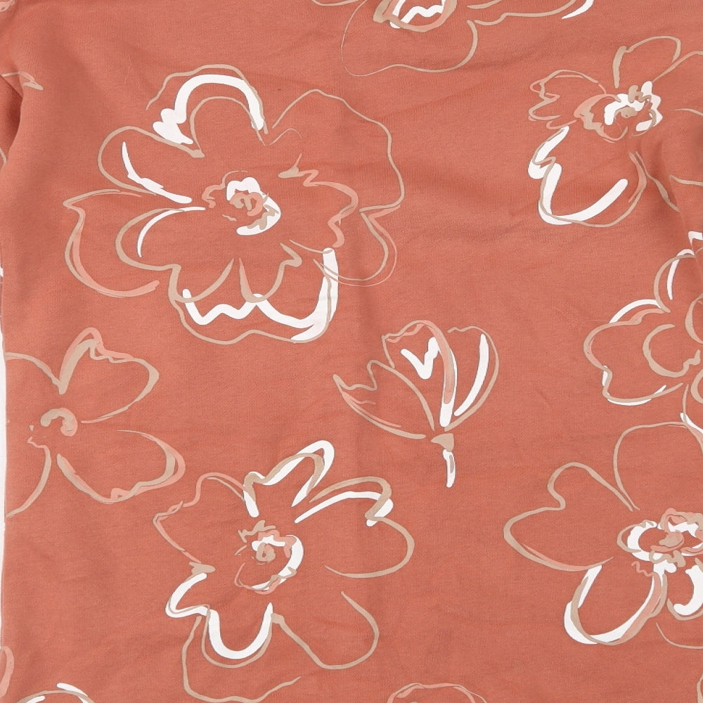 Nutmeg Girls Orange Floral Cotton Pullover Sweatshirt Size 8-9 Years