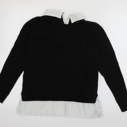 Dorothy Perkins Womens Black Collared  Viscose Pullover Jumper Size 10
