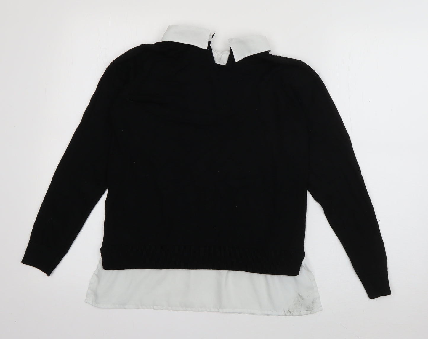 Dorothy Perkins Womens Black Collared  Viscose Pullover Jumper Size 10