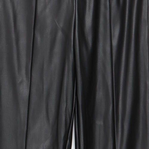 Eight Paris Womens Black  Polyester Capri Leggings Size S L28 in   - Faux leather Split front