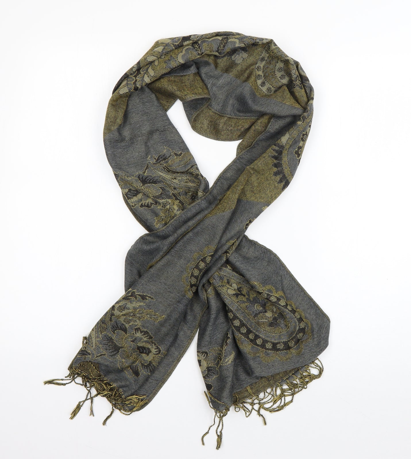 Preworn Womens Grey Paisley Polyester  Scarf