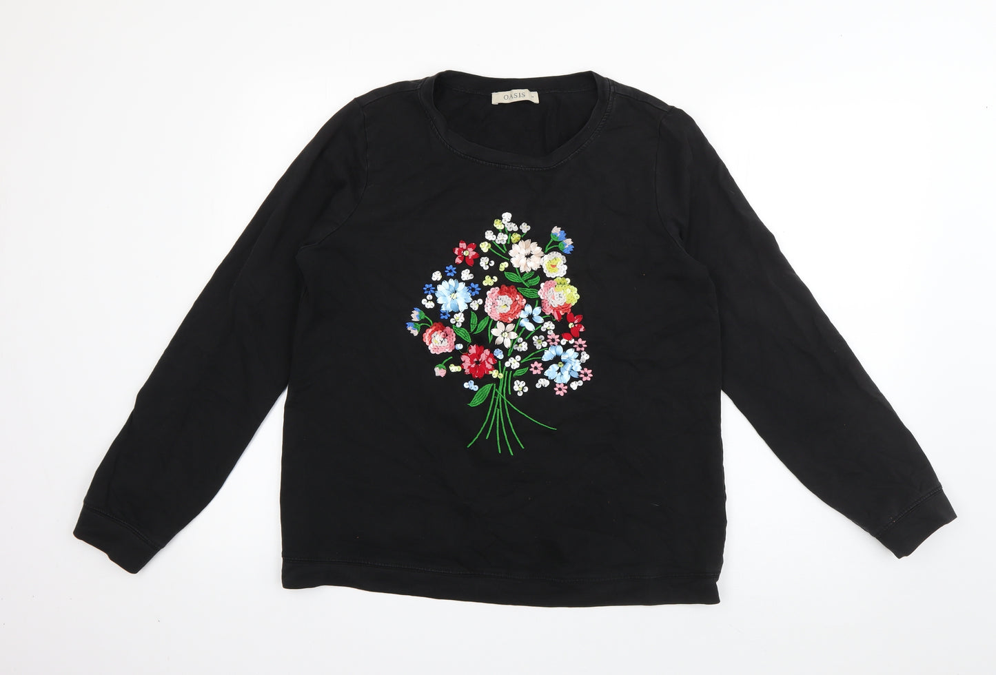 Oasis Womens Black  Cotton Pullover Sweatshirt Size M  Pullover - Bouquet