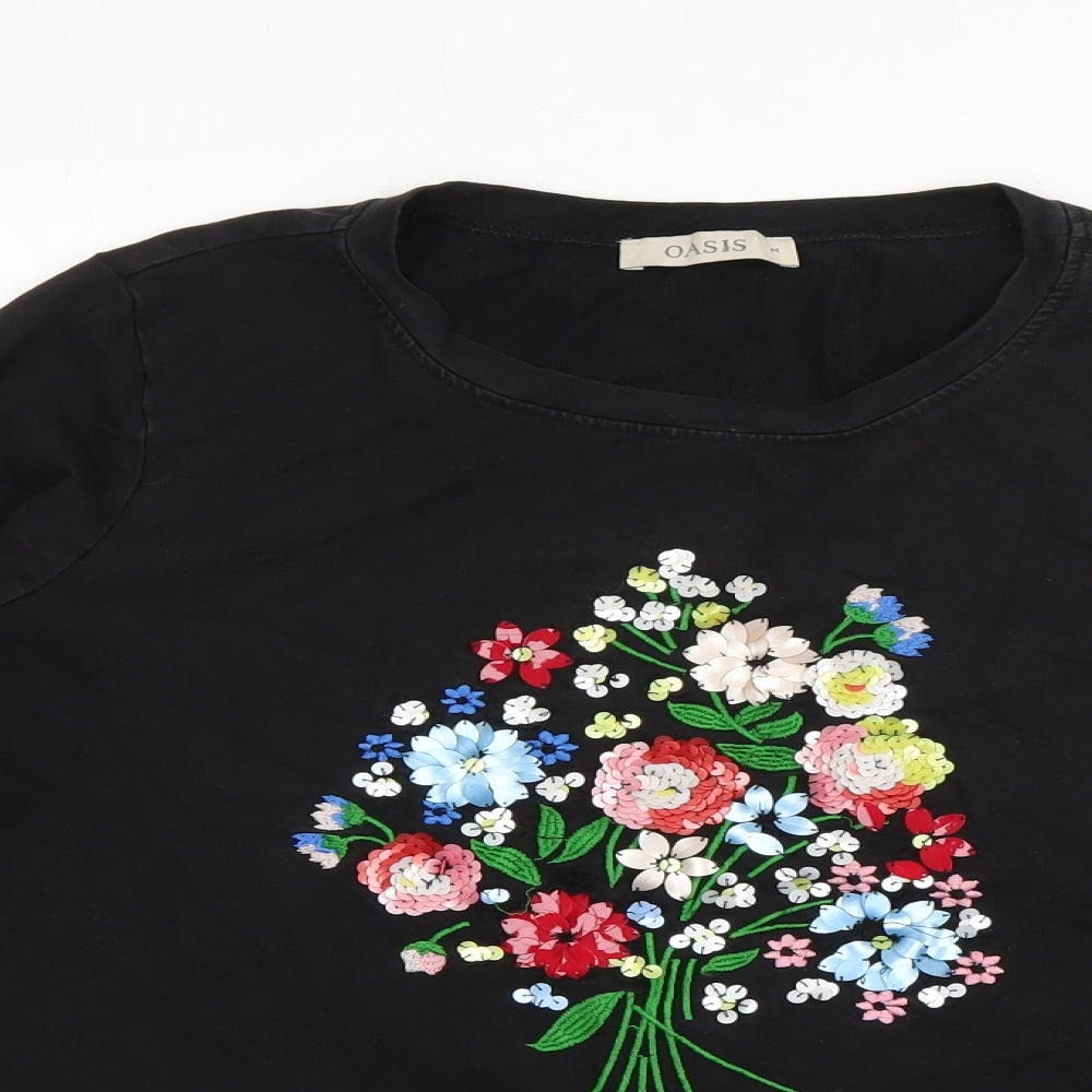 Oasis Womens Black  Cotton Pullover Sweatshirt Size M  Pullover - Bouquet