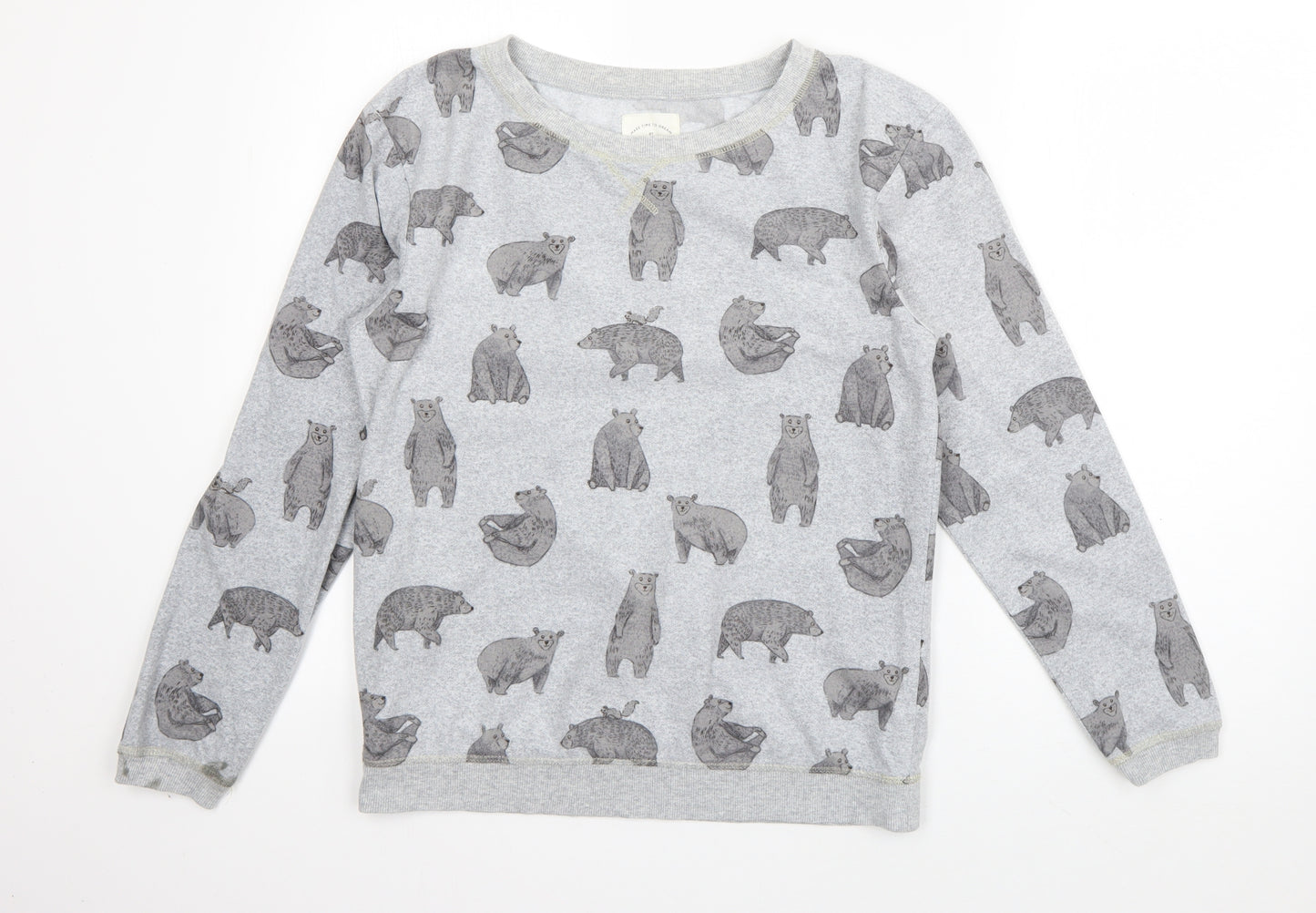 NEXT Womens Grey Geometric Polyester Top Pyjama Top Size XS   - Bear