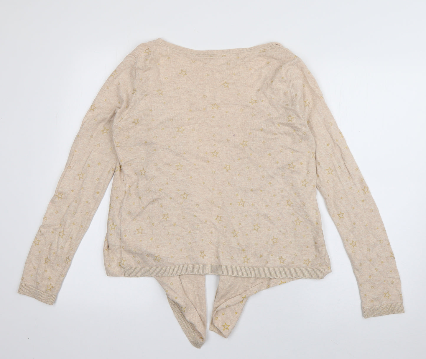 Marks and Spencer Womens Pink V-Neck Geometric Cotton Cardigan Jumper Size S   - stars