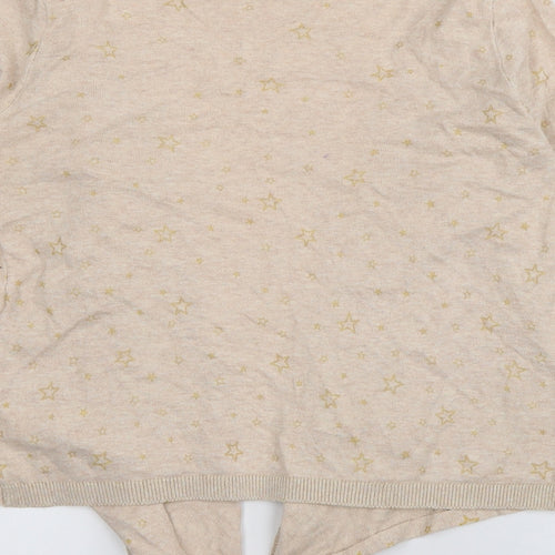 Marks and Spencer Womens Pink V-Neck Geometric Cotton Cardigan Jumper Size S   - stars