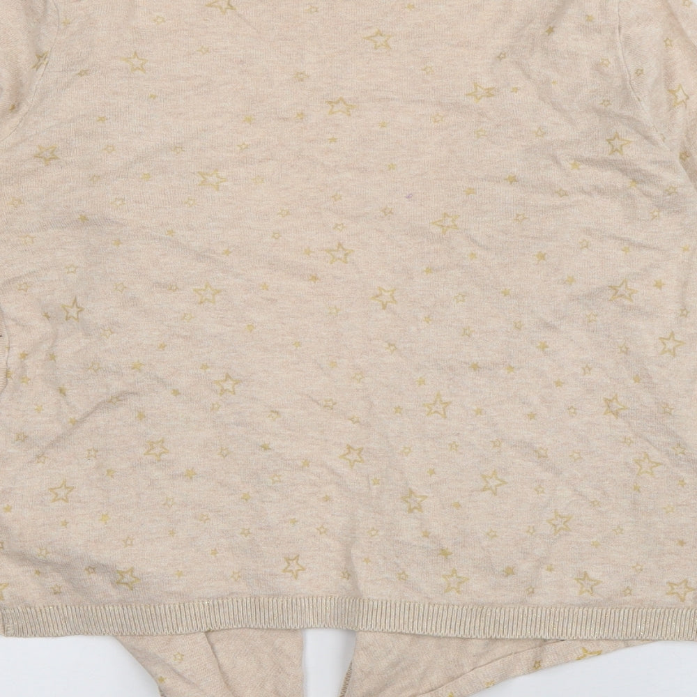 Marks and Spencer Womens Pink V-Neck Geometric Cotton Cardigan Jumper Size S   - stars