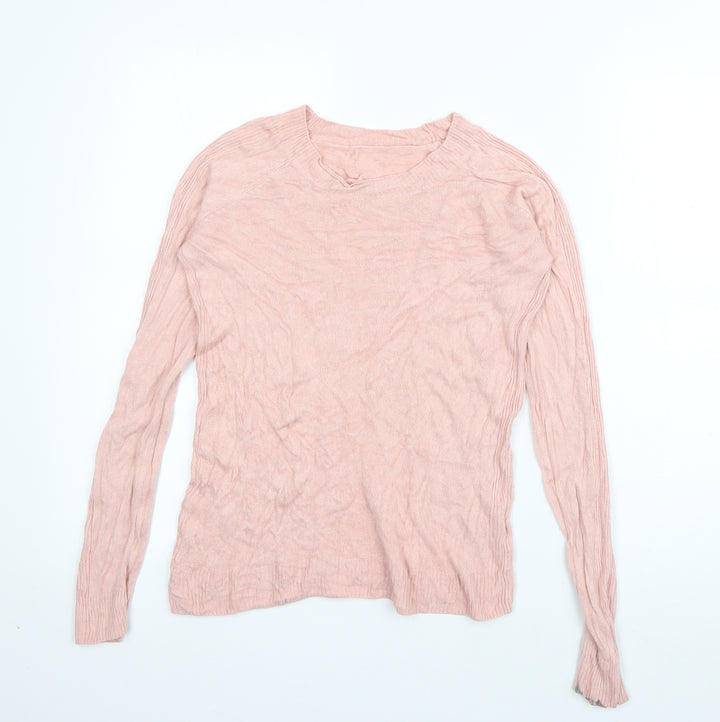 TU Womens Pink Boat Neck  Acrylic Pullover Jumper Size 8