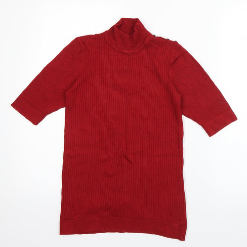 F&F Womens Red Round Neck  Viscose Pullover Jumper Size 14