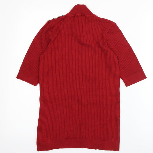 F&F Womens Red Round Neck  Viscose Pullover Jumper Size 14