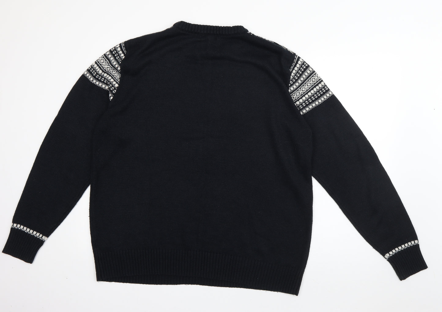 Geiorge Mens Blue Crew Neck  Acrylic Pullover Jumper Size XL