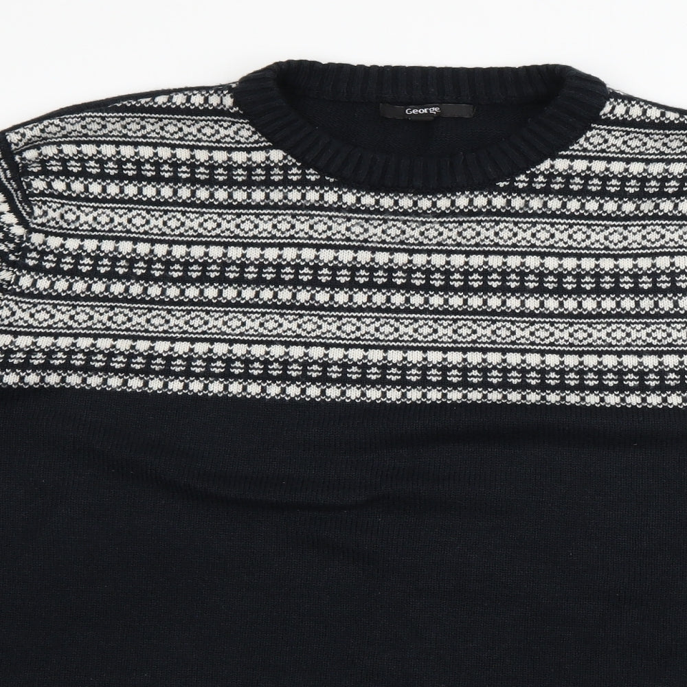 Geiorge Mens Blue Crew Neck  Acrylic Pullover Jumper Size XL