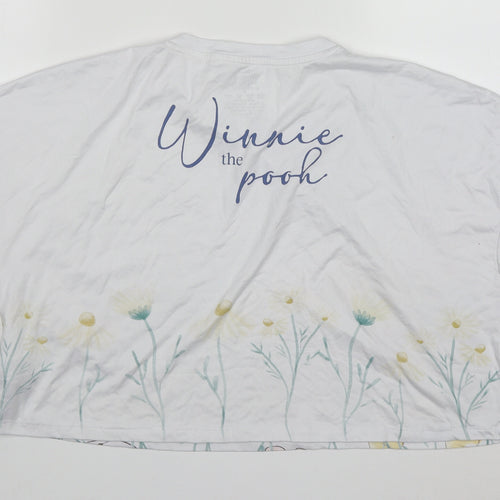 Primark Womens White Solid Polyester Top Pyjama Top Size 10   - Winnie the Pooh