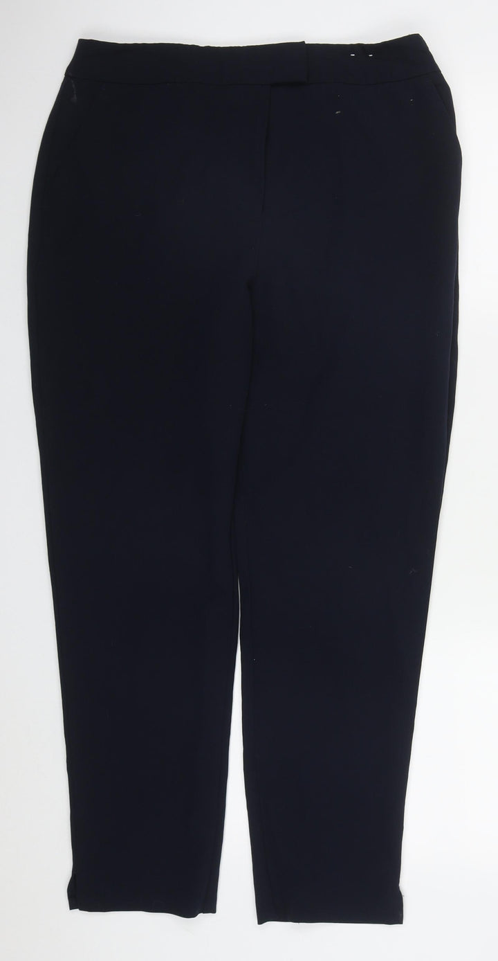 F&F Womens Blue Polyester Trousers Size 12 L27 in Regular Hook & Eye