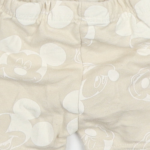Primark Baby Beige  Cotton Sweatpants Trousers Size 9-12 Months  Drawstring - Mickey Mouse Sweat Shorts