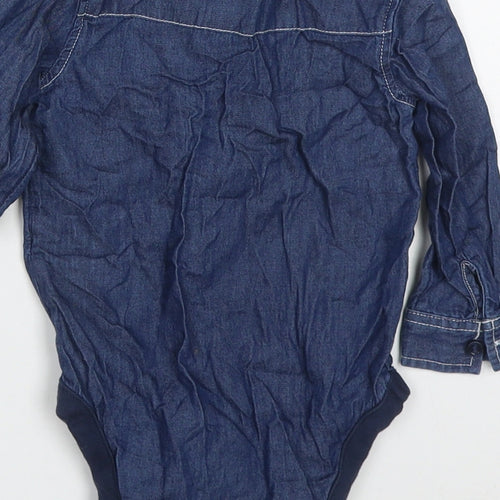 Primark Boys Blue  Cotton Babygrow One-Piece Size 6-9 Months  Button