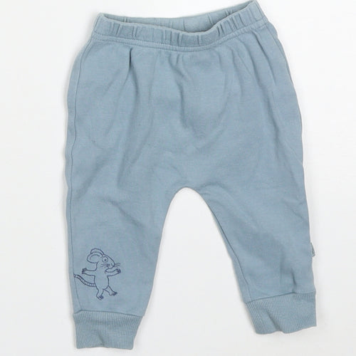 M&Co Boys Blue  Cotton Sweatpants Trousers Size 0-3 Months   - Mouse