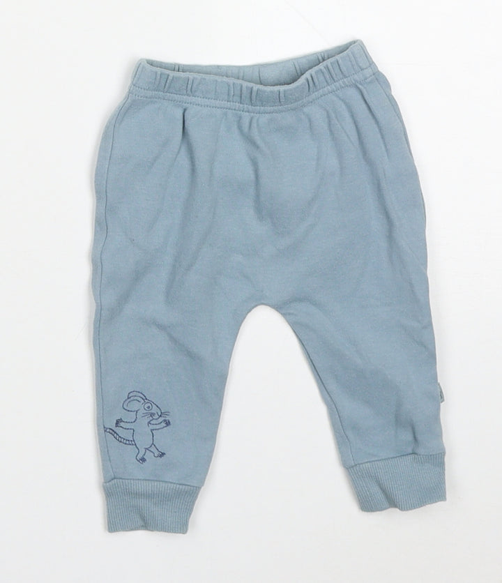 M&Co Boys Blue Cotton Sweatpants Trousers Size 0-3 Months - Mouse