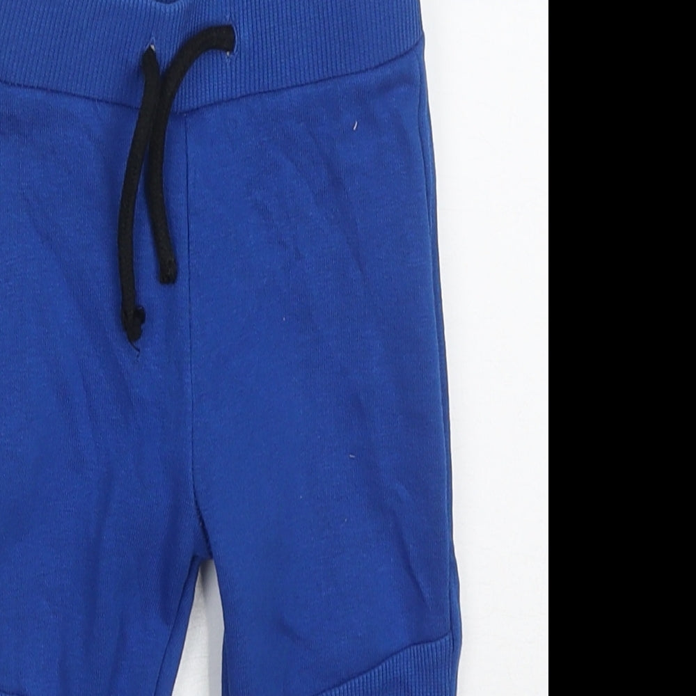 Matalan Boys Blue  Cotton Sweatpants Trousers Size 9-12 Months  Drawstring