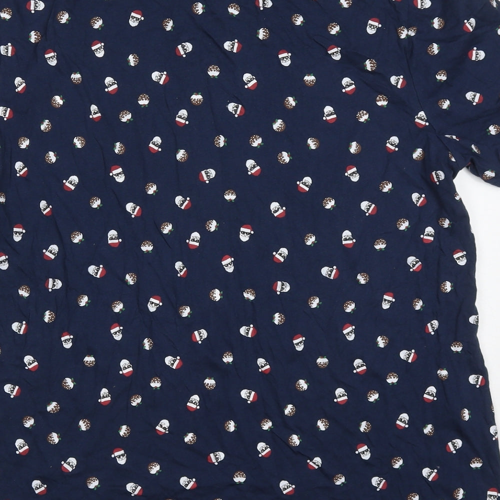 George Mens Blue  Cotton  Polo Size L Collared Pullover - Christmas Prints