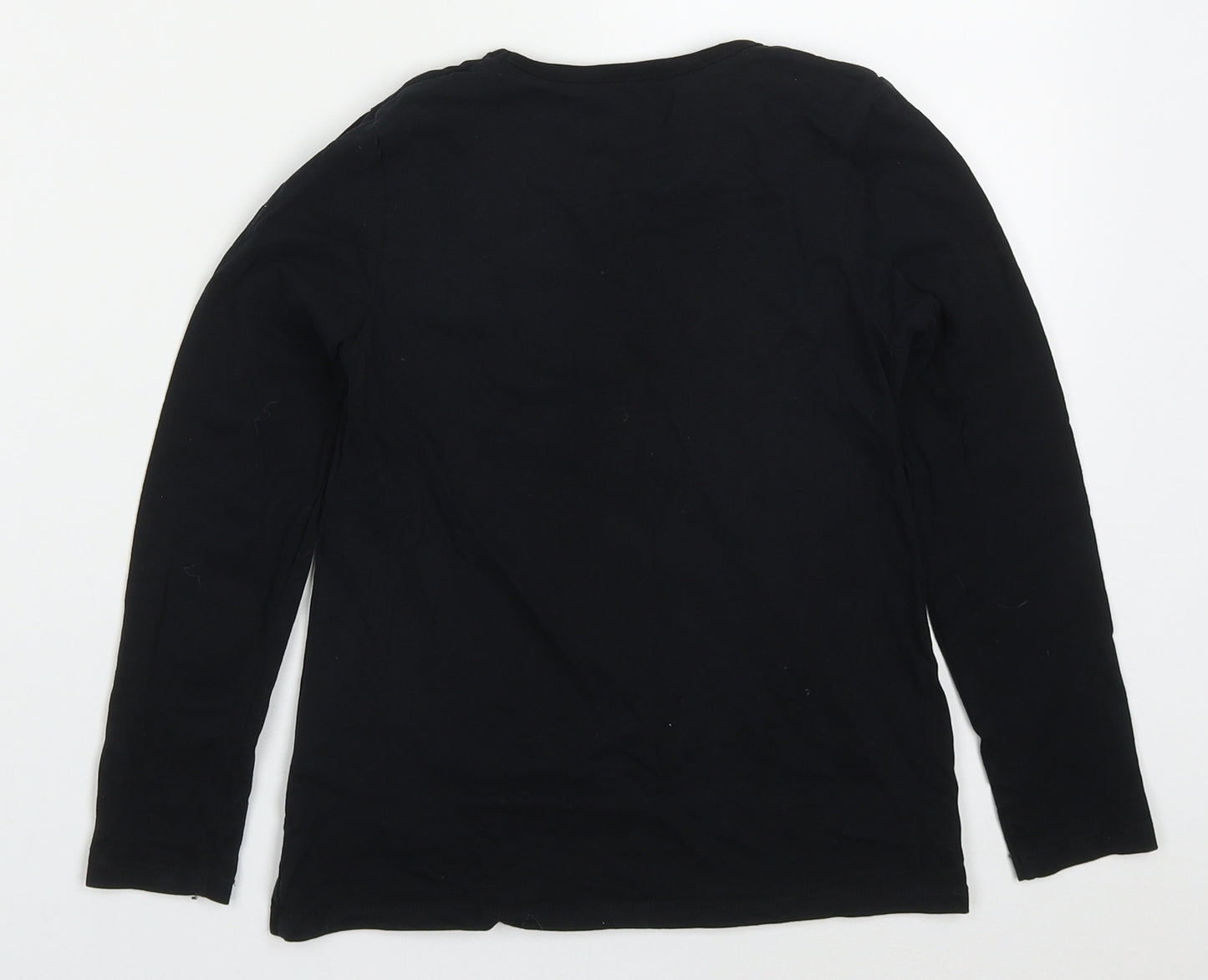 George Girls Black  Cotton Basic T-Shirt Size 7-8 Years Crew Neck Pullover - Hallo Queen