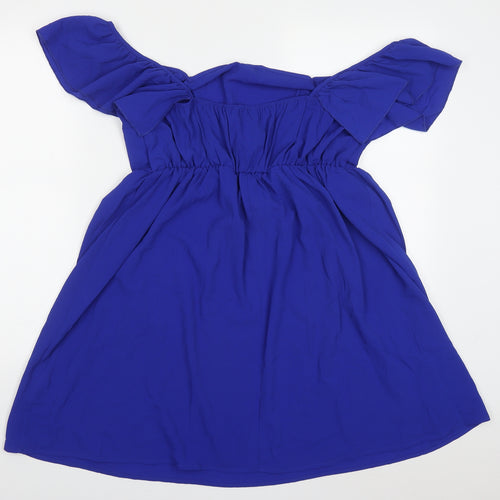 SheIn Womens Blue  Polyester Skater Dress  Size XL  Off the Shoulder Pullover