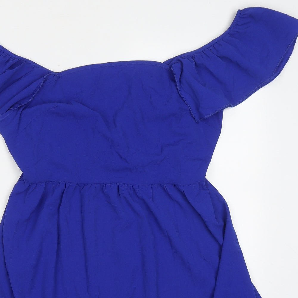 SheIn Womens Blue  Polyester Skater Dress  Size XL  Off the Shoulder Pullover
