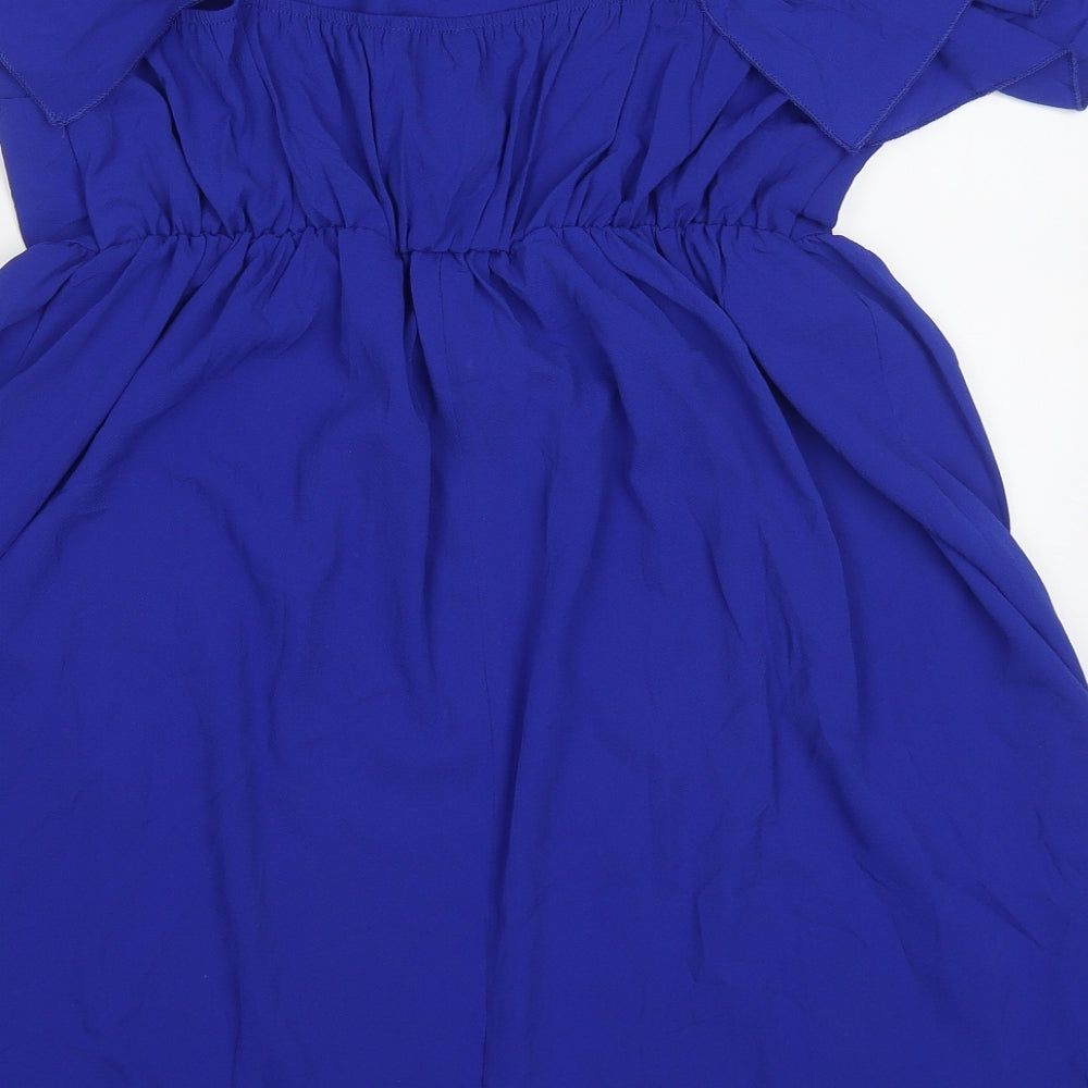SheIn Womens Blue  Polyester Skater Dress  Size XL  Off the Shoulder Pullover