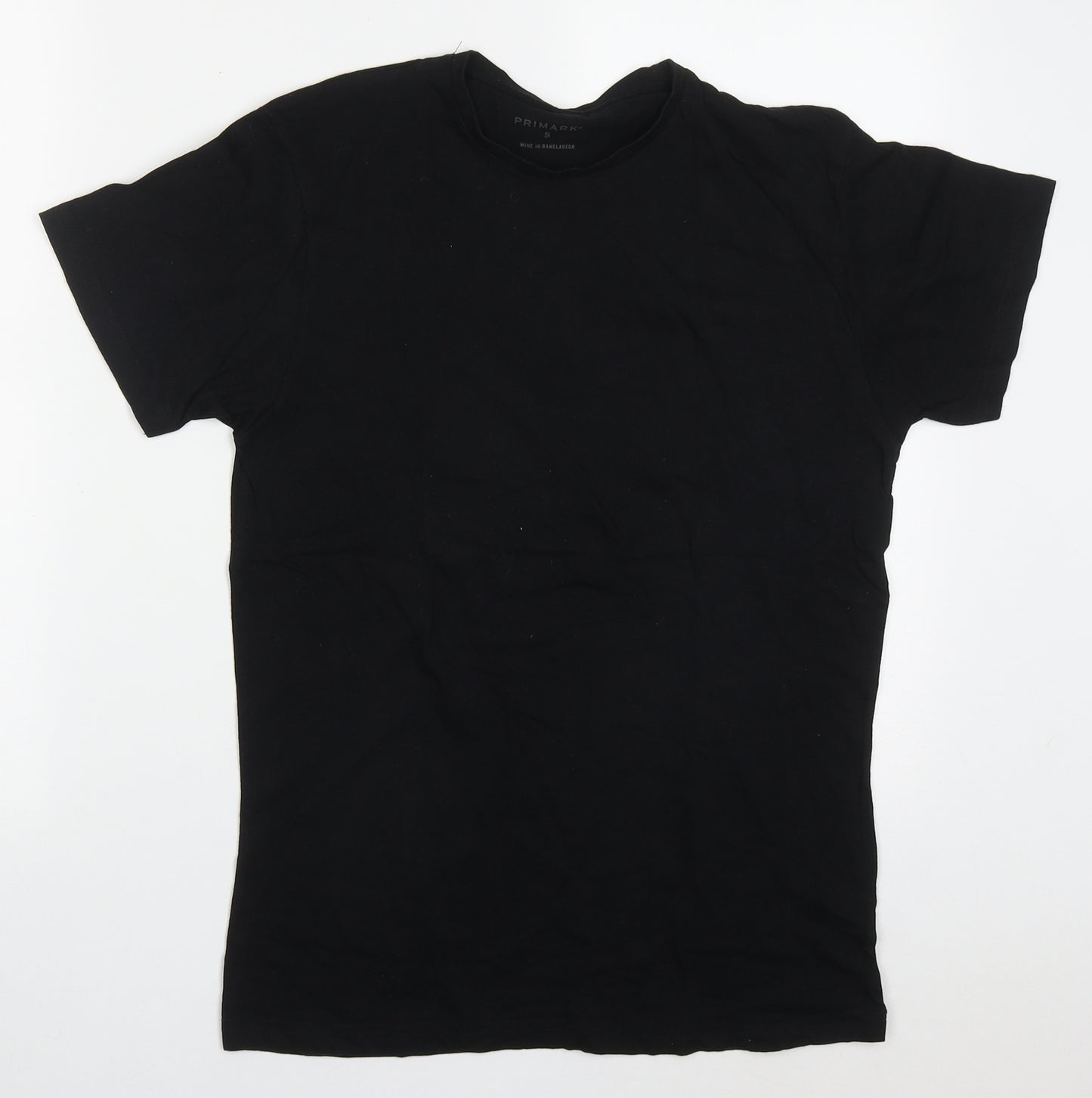Primark Mens Black  Cotton  T-Shirt Size S Crew Neck