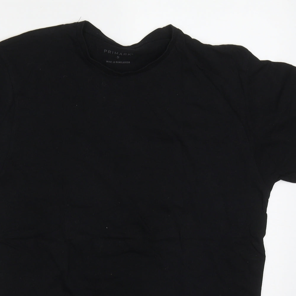 Primark Mens Black  Cotton  T-Shirt Size S Crew Neck