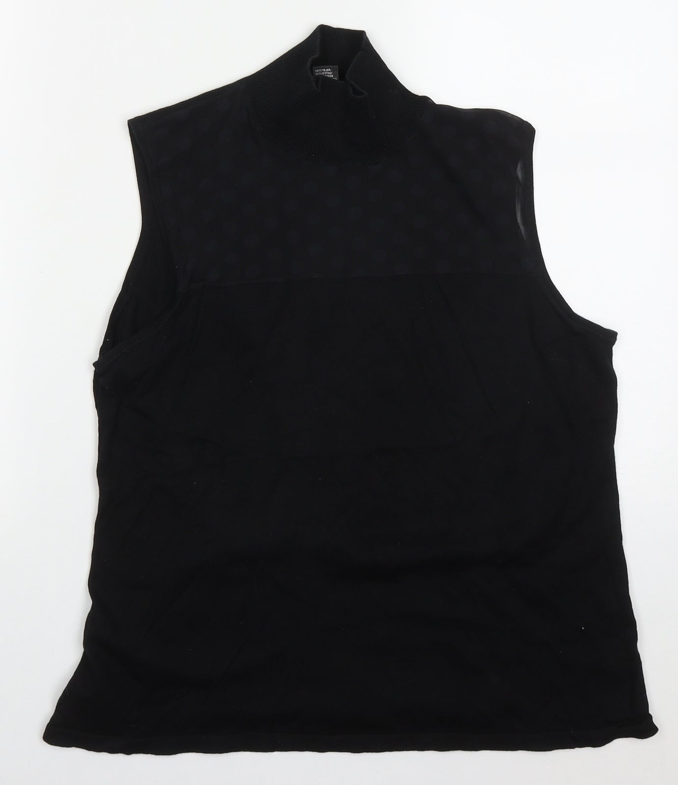 August Silk Womens Black High Neck  Cotton Vest Jumper Size XL